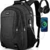 Backpack for Men and Women, School Backpacks for Teens Boys, 15.6 Inch Large College Bookbag Durable Computer Laptop Bag with USB Charger Port for Business Work Travel, Black