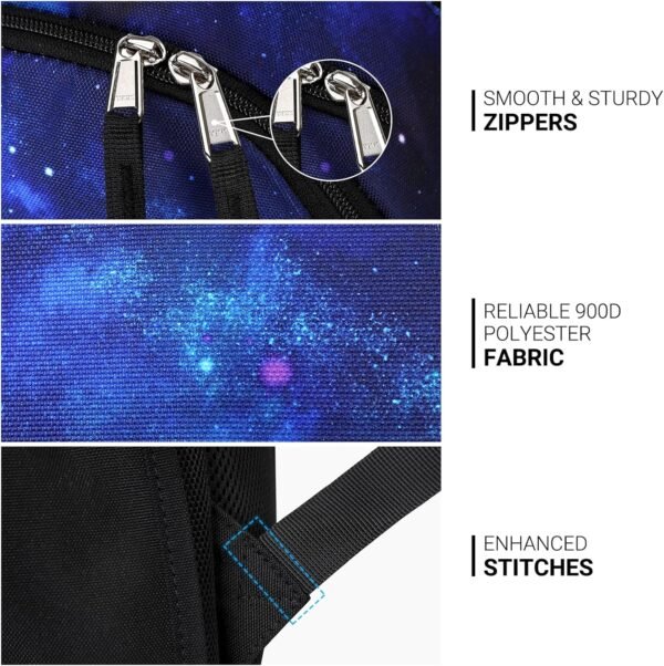 ZORFIN Backpack for School Travel: Bookbag for Girls Boys - Laptop Backpack with Multiple Compartments - Cyberspace Galaxy - Image 7