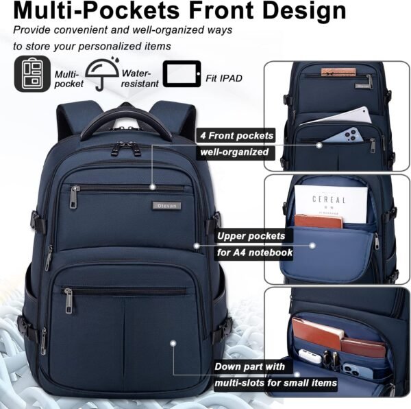 Travel Backpack for Men Women,45L Carry On Backpack Flight Approved,Large Laptop Backpack,Expandable Luggage Backpack Water Resistant Bookbag Daypack Fit 17 Inch - Image 4