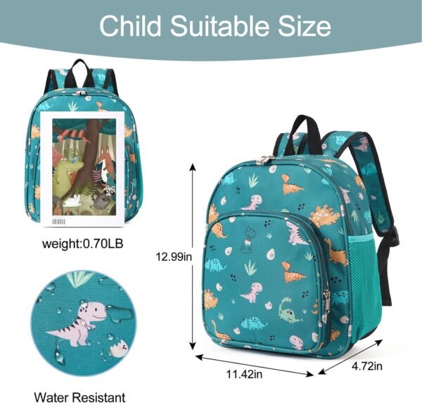 CLUCI Kids Backpack for Boys Girls Toddler Backpack for Preschool Kindergarten Child Cute Daycare Bookbag Travel Green Dinosaur - Image 2