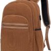 Bluboon Backpack for Women 15.6 Inch Laptop Bookbag College School Backpack Girls Schoolbag Compartment Daypack for Business Travel with USB Charging Port（Corduroy Coffee