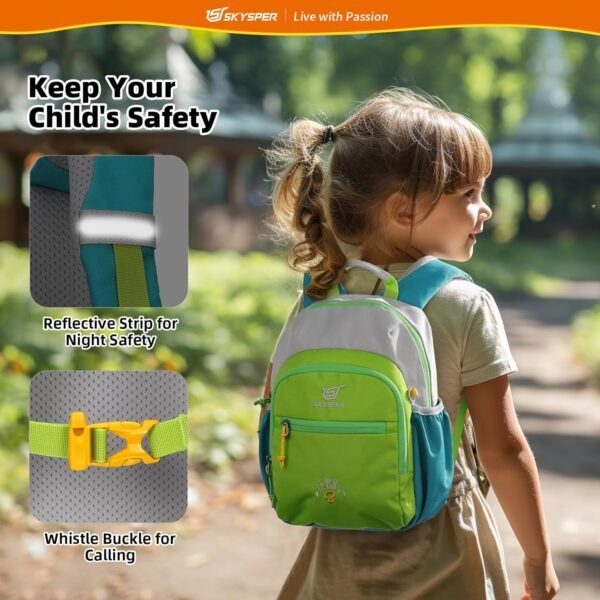 SKYSPER Toddler Backpack for Boys Girls Kids Travel Backpack Preschool Kindergarten Travel Daypack(Green) - Image 5