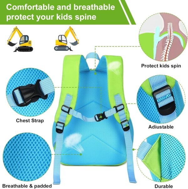 LOIDOU Toddler Backpack Boys 15 Inch Kids Preschool Kindergarten School Backpack Book Bag for Daycare Nursery Travel with Chest Strap，Fits 3 to 8 years old - Image 5