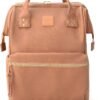 Kah&Kee Leather Backpack for Women and Men 15-inch Laptop Bag | Teacher Professional, Diaper Bag Backpack, Ideal for Work, School, Nurse, College & Travel (Tan Pink, Medium)