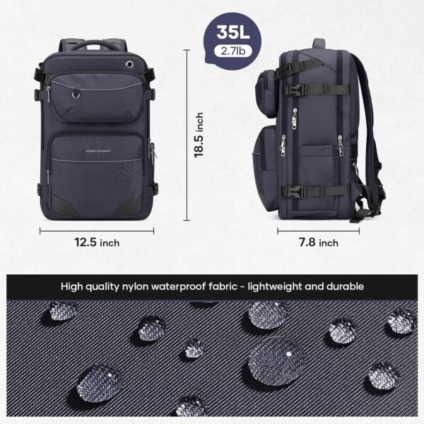 Maelstrom Travel Backpack for Men Women, 35L Carry on Backpack for Traveling on Airplane,with Belt Bag&Shoe Compartment,Waterproof Laptop Backpack fit 17”Laptop-Mystery Grey - Image 3