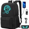 SAMIT Anime Luminous Backpack with USB Charging Port & Anti Theft Lock &Pencil Case Daypack Laptop Backpack
