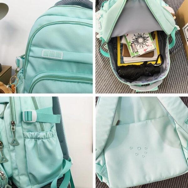 Cute School Backpack for Teen Girls Backpack for School Aesthetic College Backpack for Kids Students Large Travel Laptop Capacity Casual Daypacks Solid Color(Purple) - Image 2