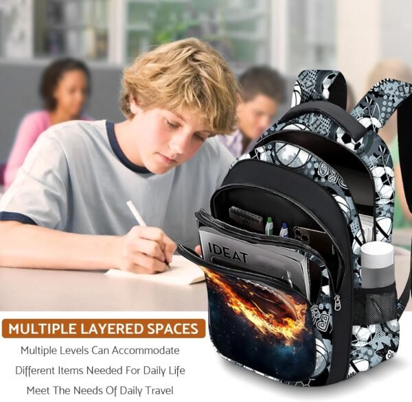 School Backpack for Boys - American Football Boys Backpack for Kids Children Teens Elementary Middle School - 17″ Sport Bookbag Travel Back Pack for Age 6-18 - Image 7