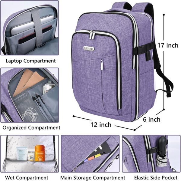 Personal Item Travel Backpack for Women Men, Flight Approved Carry On Underseat Luggage Casual Weekender Daypack for College Business Outdoors - Image 2