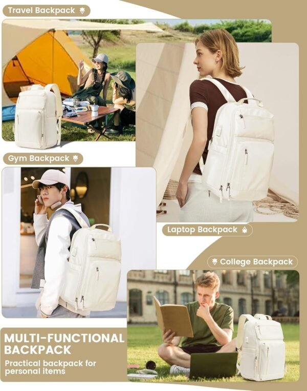 Travel Backpack For Women Men Laptop Backpack For Traveling On Airplane Travel Backpack Carry On Flight Approved Carry On Backpack Spirit Airlines Personal Item Bag 18x14x8 Beige - Image 6