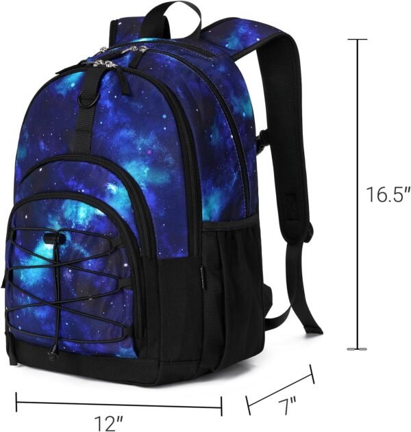 ZORFIN Backpack for School Travel: Bookbag for Girls Boys - Laptop Backpack with Multiple Compartments - Cyberspace Galaxy - Image 3