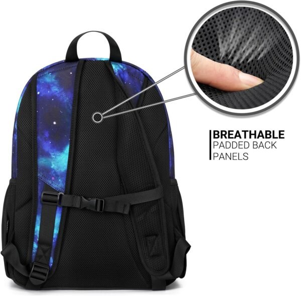ZORFIN Backpack for School Travel: Bookbag for Girls Boys - Laptop Backpack with Multiple Compartments - Cyberspace Galaxy - Image 6