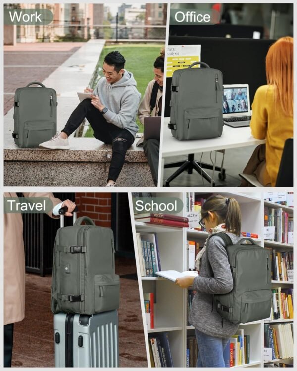VECAVE Carry On Backpack for Women,Large Travel Backpack Flight Approved,Waterproof 17 Inch Laptop Backpack Business Work Backpacks Men Mochila De Viaje DarkGreen - Image 8