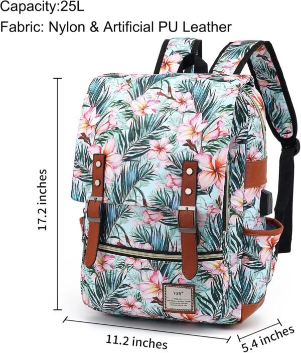 YGR Floral Laptop Backpack for Women, Female, School, Travel, Business, Outdoor Sports, Office, Work - Image 6