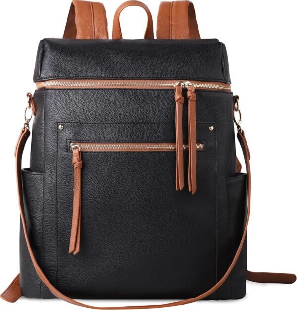 MEEJUNE Large Leather Backpack for Women Backpack Purse with Luggage Strap Crossdody Bag Travel Fashion Backpack Designer Ladies Shoulder bag with Adjustable Strap