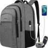 Naukay Carry on Backpack, Travel Laptop Backpack, TSA 17.3 Inch Extra Large Laptop Backpack for Women Men, Water Resistant Business Backpack Backpack with USB Charging Port, Grey