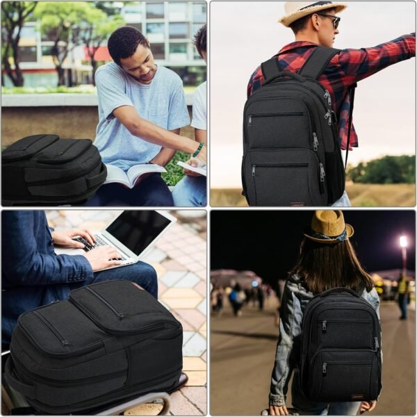 BIKROD Backpack for Men and Women, School Backpacks for Teen Boys Water Resistant TSA Travel Backpack with USB Charging Port, Business Anti Theft Sturdy Computer Bag Gifts Fits 15.6 Inch Laptop,Black - Image 7