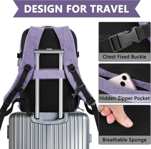 Personal Item Travel Backpack for Women Men, Flight Approved Carry On Underseat Luggage Casual Weekender Daypack for College Business Outdoors - Image 5