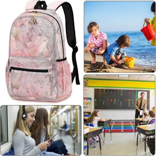 Bluboon Mesh Backpack for Girls Kids Semi-Transparent School Bookbag See Through Beach Bag Daypack - Image 9