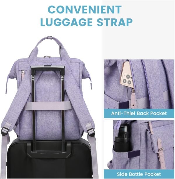 LOVEVOOK Laptop Backpack for Women, Teacher Nurse Bag Work Travel Computer Backpacks Purse,Water Resistant Daypack with USB Charging Port, 17.3 inch - Image 4