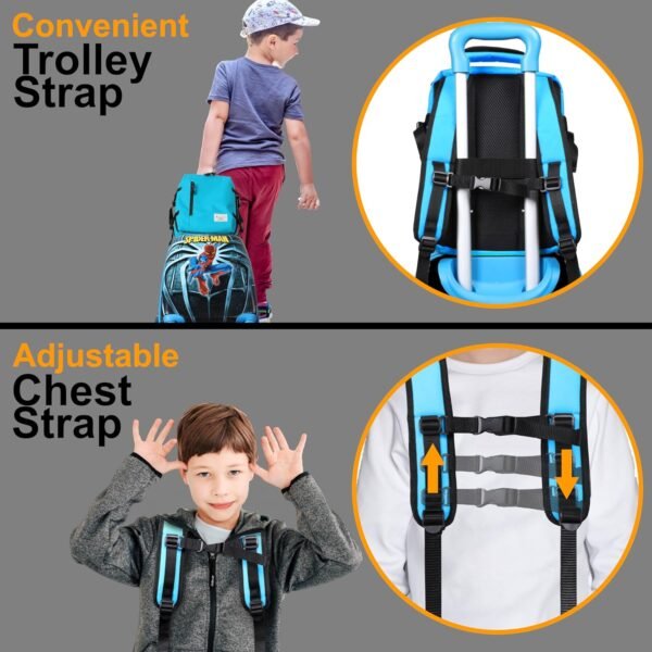 Kids Travel Backpack Suitcase Style Lightweight Carry-On Weekender Bag 10L Daypack with Tablet Sleeve and Chest Strap, Water Blue - Image 3