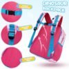 WAWSAM Dinosaur Backpack for Girls - Pink Kids Backpack for School 15” Preschool Kindergarten Elementary Schoolbag Book Bags Travel Casual Backpack with Chest Strap - Image 3