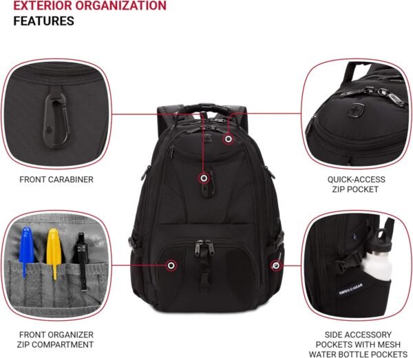 SwissGear 1900 Scansmart TSA 17-Inch Laptop Backpack, Black - Image 3