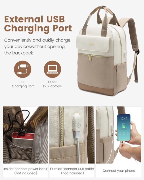 LOVEVOOK Laptop Backpack for Women, 15.6inch Laptop Bag with USB Port, Waterproof Travel Work Backpack Purse, Anti-Theft Backpacks Casual Computer Daypack Nurse Teacher Bag - Image 4
