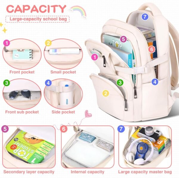 Cute Backpack for School Girls Kids Aesthetic School Bag Backpack for Women Travel Laptop Child Bookbags - Image 5