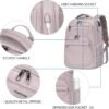 KROSER Travel Laptop Backpack 17 Inch Large Computer Backpack Water-Repellent Daypack with USB Charging Port & Headphone Interface RFID Pockets for Work/Business/College/Men/Women Dusty Pink(Quilted) - Image 3