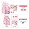 GLDRAM Pink Strawberry Travel Bag for Nintendo Switch/OLED/Lite, Cute Carrying Case Portable Sling Shoulder Bag Accessories Bundle for Switch with Game Card Case Holder & 2 Thumb Grip Caps for Girls - Image 7