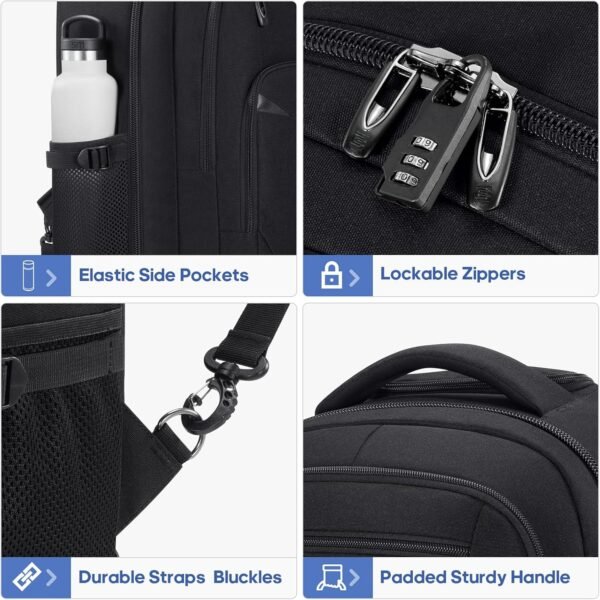 Rolling Backpack,16inch Wheeled Laptop Backpack, Carry on Underseat Bag with Wheels, Overnight Weekender Small Travel Suitcase for Men Women - Image 7