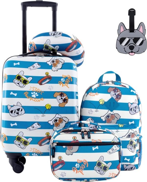 Travelers Club 5 Piece Kids' Luggage Set, Cool Dog