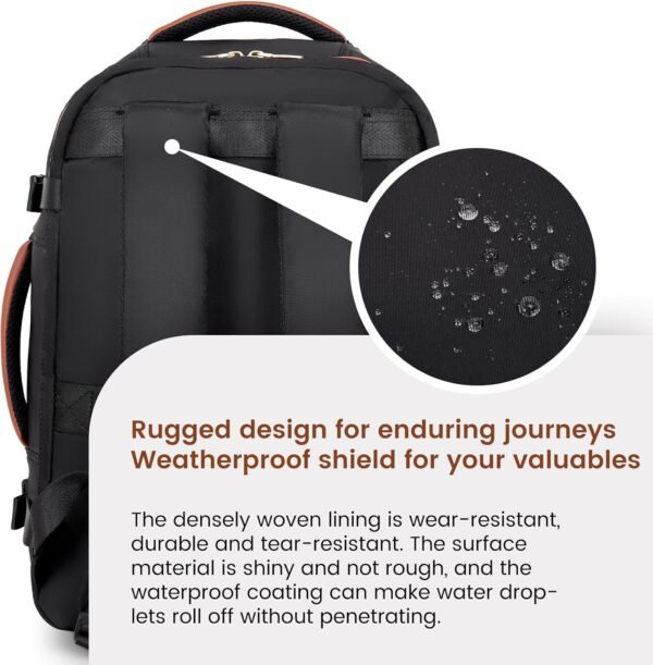 LOVEVOOK Travel Backpack for Women & Men, 40L Carry On Backpack, Personal Item Bag with 3 Packing Cubes, Business Weekender Overnight Luggage Daypack, Fits 17 Inch Laptop, Black Beige - Image 4