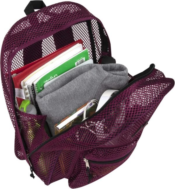 Summit Ridge Mesh Backpacks for Kids, Adults, School, Beach, and Travel, Colorful Transparent Mesh Backpacks with Padded Straps Large - Image 3