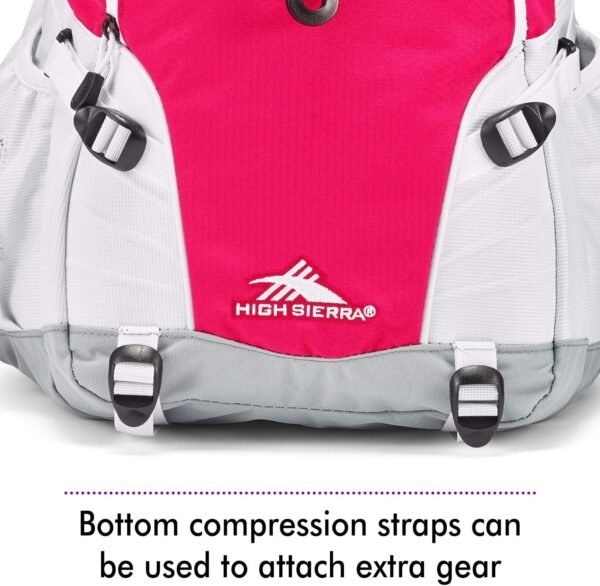 High Sierra Loop Backpack, Travel, or Work Bookbag with tablet sleeve, One Size, Pink Punch/White/Ash - Image 5