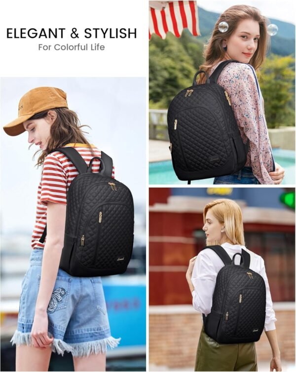 LOVEVOOK Laptop Backpack for Women, 15.6 Inch Travel Work Backpack for Teacher Nurse, Anti Theft Water Resistant Computer Back Pack for College Business Black - Image 6