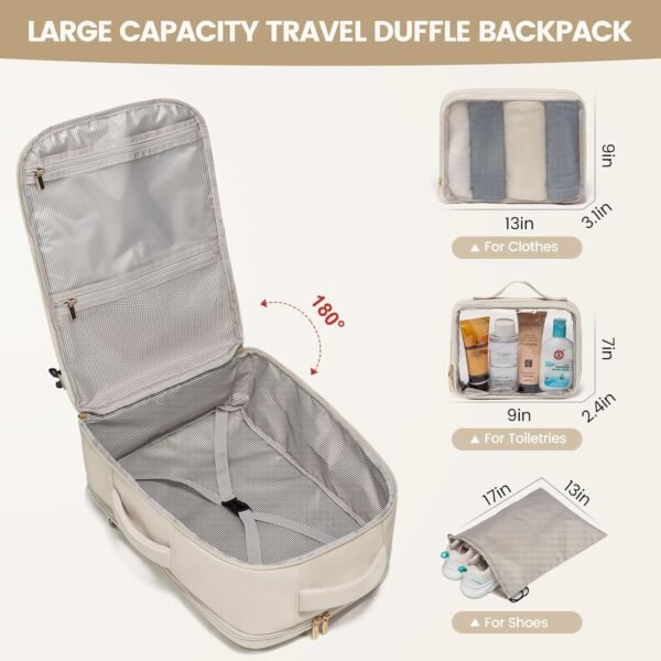 LOVEVOOK Travel Backpack for Women, Carry-On Backpack with Laptop Compartment, 30L Lightweight Waterproof Personal Item Travel Bag, Off White - Image 2