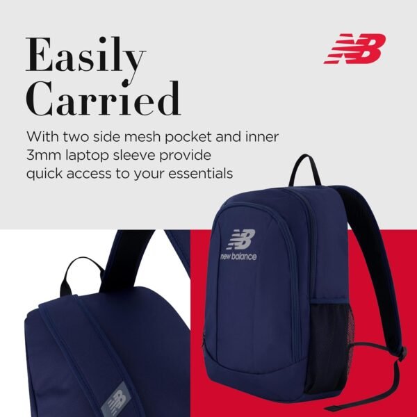 New Balance Laptop Backpack, Commuter Travel Bag for Men and Women, Navy, 19 Inch - Image 4