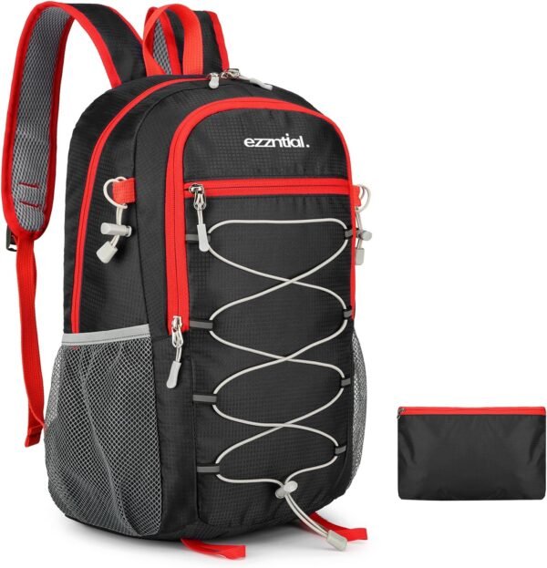 Hiking Backpack 30L Lightweight Packable Daypack for Men Women Waterproof Outdoor Foldable Travel Daypack BLACK