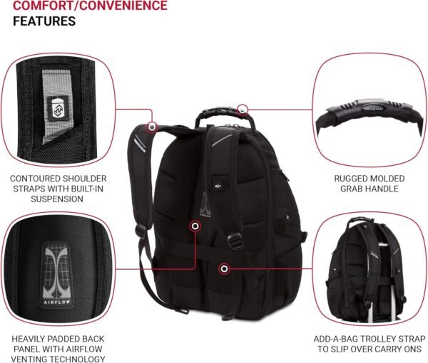 SwissGear 1900 Scansmart TSA 17-Inch Laptop Backpack, Black - Image 2