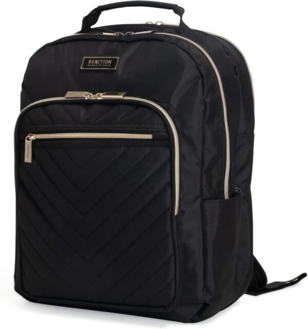 Kenneth Cole REACTION Women's Chelsea Chevron 15" Laptop and Tablet Backpack, Black - Image 3