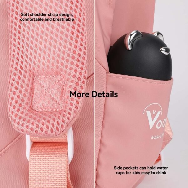 Voova Kids Backpack for Teen Girls Boys, Cute Mini Backpacks for Toddlers Preschool and Kindergarten, Waterproof Lightweight Small School Bookbag Fits 3 To 8 Years Old for School and Travel, Pink - Image 4