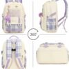 AO ALI VICTORY Girls Backpack 15.6 Inch Laptop School Bag Cute Kids Elementary College Backpacks Large Bookbags for Teen Girl Women Students Anti Theft Travel Daypack - Beige - Image 3