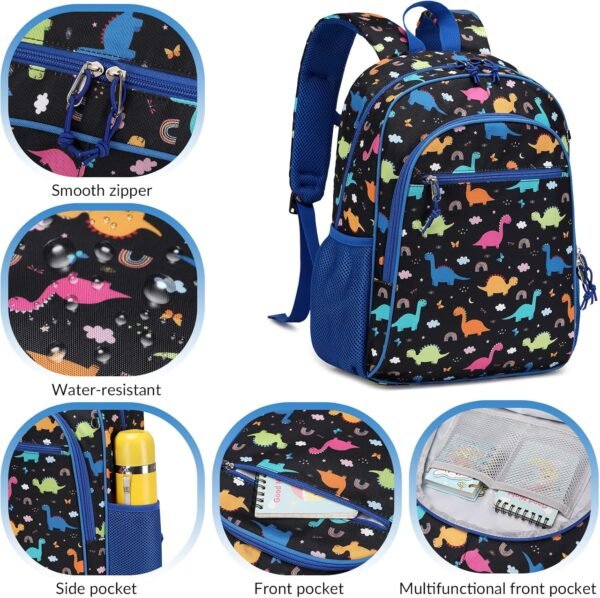 Kids Backpack for Kindergarten Preschool Boys Backpack Kids School Bags Child Lightweight Elementary School Bookbags Cute Gifts Dinosaur Blue Black - Image 4