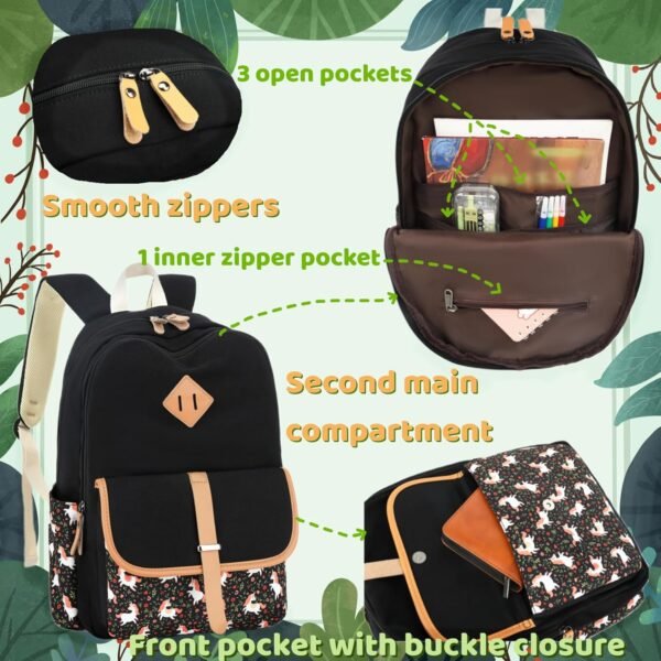 Leaper Canvas School Backpack for Girls Laptop Bag Travel Bag Bookbag Daypack - Image 5