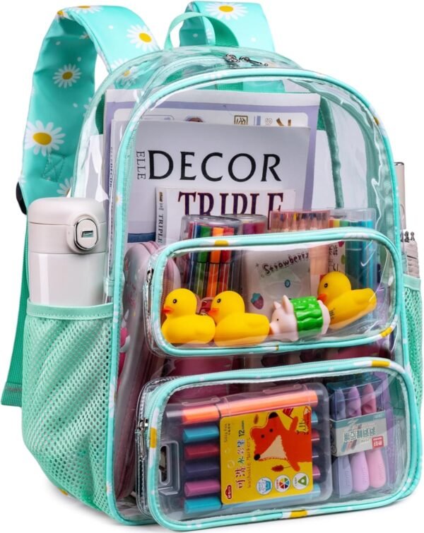 CAMTOP Clear Backpack Heavy Duty Transparent Bag See Through BookBag for Student School Work Festival Sport Travel