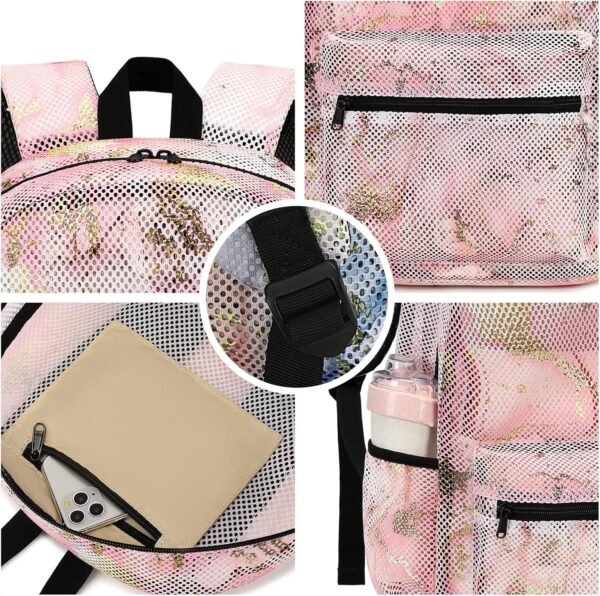 Bluboon Mesh Backpack for Girls Kids Semi-Transparent School Bookbag See Through Beach Bag Daypack - Image 6