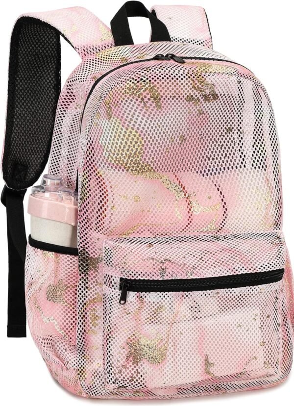 Bluboon Mesh Backpack for Girls Kids Semi-Transparent School Bookbag See Through Beach Bag Daypack - Image 3