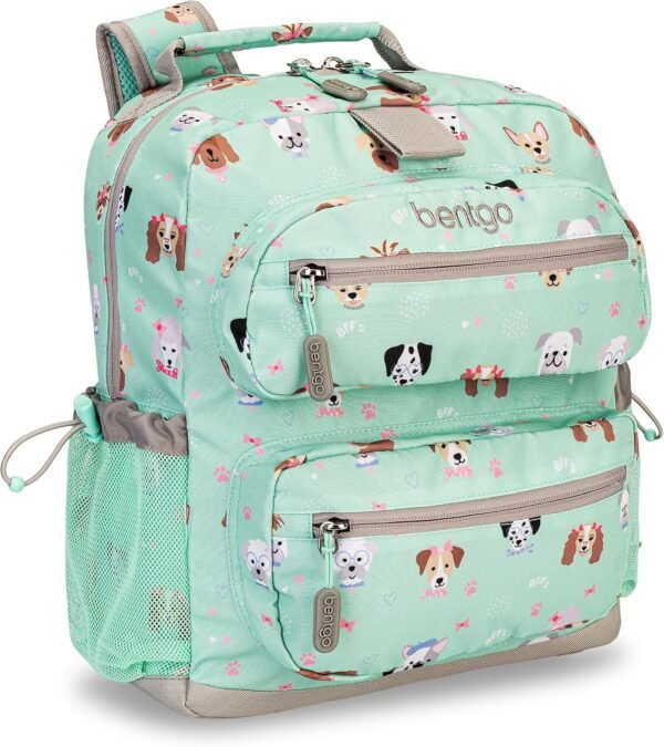 Bentgo Kids Backpack - Lightweight 14” Backpack in Fun Prints for School, Travel, & Daycare, Ideal for Ages 4+, Roomy Interior, Durable & Water-Resistant Fabric, & Loop for Lunch Bag (Puppy Love)